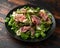 Grilled Asparagus, parma ham salad with mozzarella cheese and green vegetables