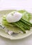 Grilled asparagus with poached egg