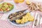 Grilled atlantic horse mackerel meal
