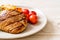 grilled and barbecue fillet pork steak with vegetable