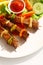 Grilled beef kebabs with sweet pepper