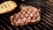 Grilled Beef Steak on the grill. Grilled Meat Skewers, barbecue. Close-up view