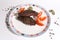grilled beef steak with vegetables on plate