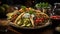 Grilled beef taco with guacamole, tomato, and fresh cilantro generative AI