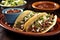 grilled beef taco with refried beans and queso fresco