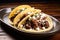 grilled beef taco with refried beans and queso fresco