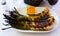 Grilled Calcots onions with Romesco sauce