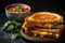 Grilled Cheese Sandwich With Tomato Soup. Generative AI