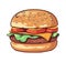 Grilled cheeseburger meal with fresh tomato icon