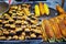 Grilled chestnuts and corn ears on a market in Istanbul, Turkey