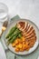 Grilled chicken breast with green beans and sweet potato