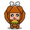 Grilled chicken mascot costume eating burger