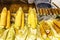 Grilled corn cobs on the street counter