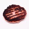 Grilled crocodile meat burger isolated on a white studio backgr