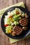 Grilled filet mignon steak with vegetable salad and mushrooms cl