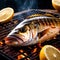 Grilled Fish, cooked baked seafood dish of whole fish