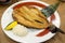 Grilled fish on plate, Japanese food style