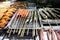 Grilled fish on wooden sticks