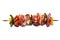 Grilled Goodness: Tempting Kebab Skewer with Fresh and Flavorful Vegetables on a White Background