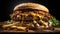 Grilled gourmet burger on a fresh bread, ready to eat generated by AI