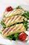 Grilled Halloumi cheese on rocket salad