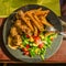 Grilled Icelandic lamb ribs and salad