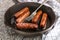 Grilled irish pork sausages in a pan