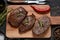 Grilled juicy beef steak with rosemary