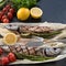 Grilled mackerel with asparagus