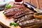 Grilled marinated flank steak