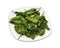 Grilled Padron Peppers, white plate, shadow