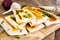 Grilled pita bread with mozzarella chees