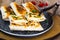 Grilled pita bread with mozzarella chees