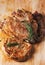 Grilled pork chop with rosemary leaf
