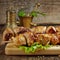 Grilled pork meat kebab