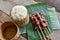 Grilled Pork and Sticky Rice On banana leaves