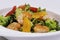 Grilled prawns or shrimps salad with broccoli, orange, grapefruit and green lettuce