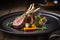 Grilled rack of lamb with vegetables. Professional food,