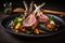 Grilled rack of lamb with vegetables. Professional food,