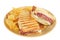 Grilled roast beef and panini sandwich and chips