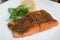 Grilled Salmon cajun spiced fillet with lemon and cilantro