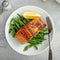 Grilled salmon served with green beans