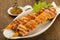 Grilled salmon skewer