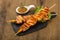 Grilled salmon skewer