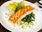 Grilled Salmon with Spinach and Potatoes - Fish Fillet