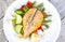 Grilled salmon steak butterfly with vegetables