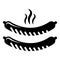 Grilled sausages icon, simple black style