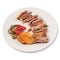 Grilled Secreto of Spanish Iberico pork cut with potatoes and grilled vegetables