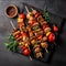 Grilled shish kebab on barbecue grill