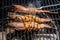 Grilled shrimp or easy BBQ grilled shrimp on grill. Diet or cooking concept.